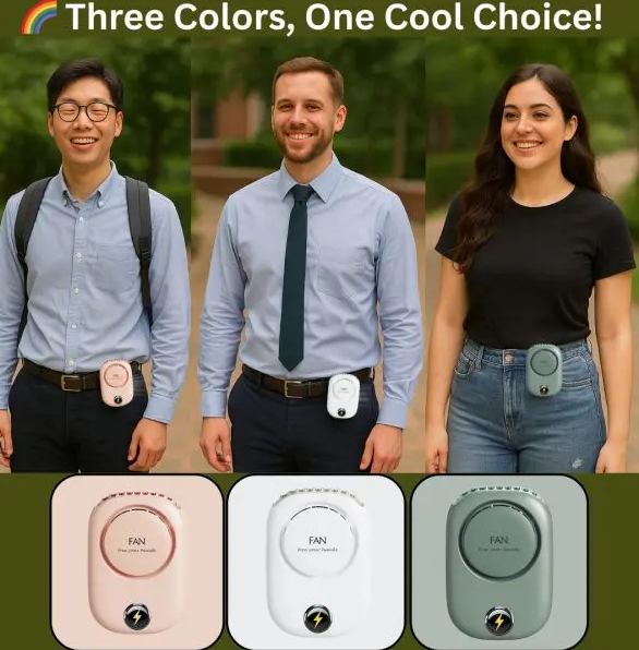 Portable Waist Hanging Fan Mini Neck Fans with Adjustable Bladeless USB Rechargeable Sports Cooling Fan